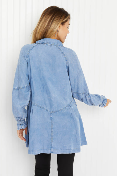 Golden Fields Chambray Button-Up Swing Tunic