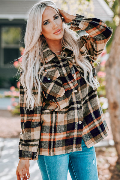 Plaid Button Front Shacket with Breast Pockets - 4 colors available