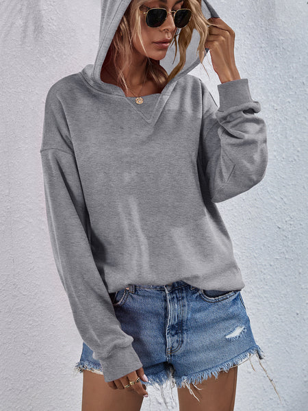 Dropped Shoulder Slit Hoodie - 9 color options