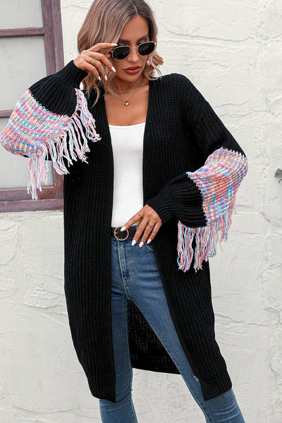 Fringe Sleeve Dropped Shoulder Cardigan - 3 color options