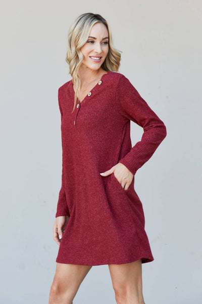 Chicago Skyline Ribbed Henley Dress