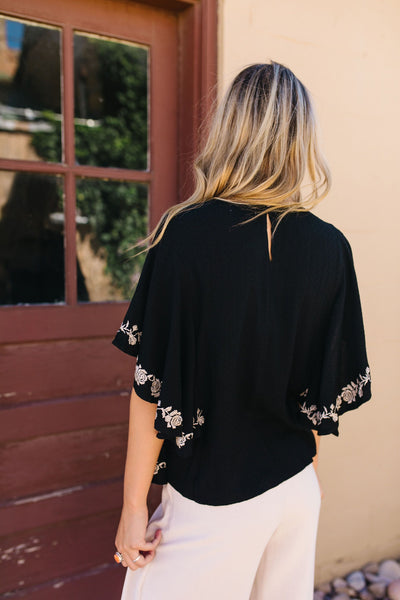 Falling Sleeves Embroidered Blouse