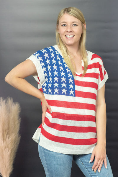 USA Love Flag Print Sweater
