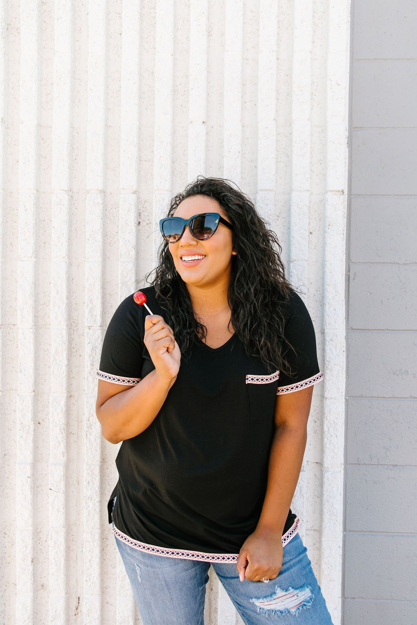 Finishing Touch Embroidered Trim Tee