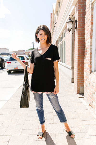 Finishing Touch Embroidered Trim Tee