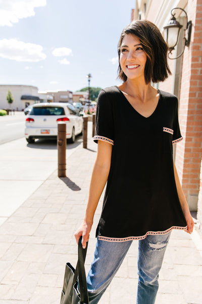 Finishing Touch Embroidered Trim Tee