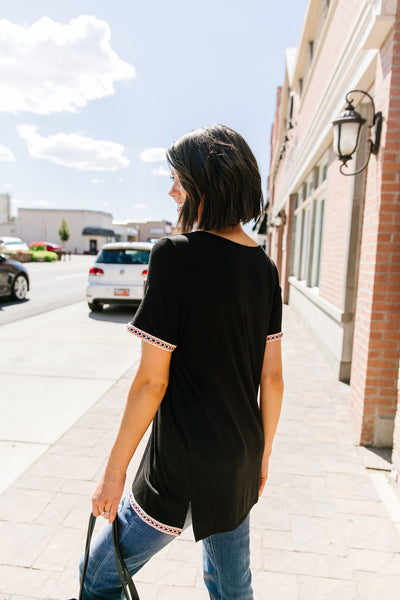 Finishing Touch Embroidered Trim Tee