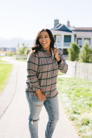 Fleece-Lined Flannel Button-Down In Gray