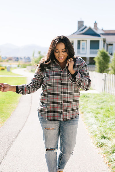 Fleece-Lined Flannel Button-Down In Gray