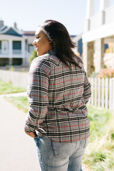 Fleece-Lined Flannel Button-Down In Gray