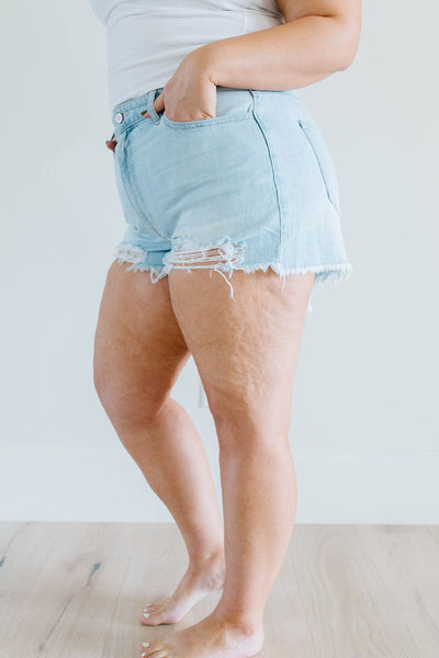 Frazzled Mom Light Wash Cutoffs