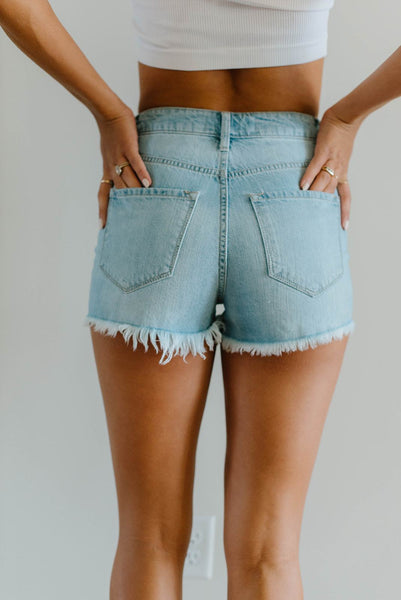 Frazzled Mom Light Wash Cutoffs