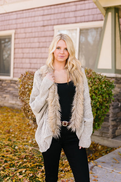 Fur-Ever Young Slouchy Cable Knit Cardigan