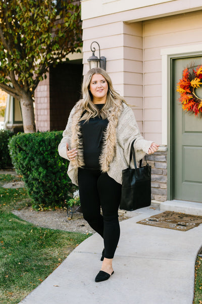 Fur-Ever Young Slouchy Cable Knit Cardigan