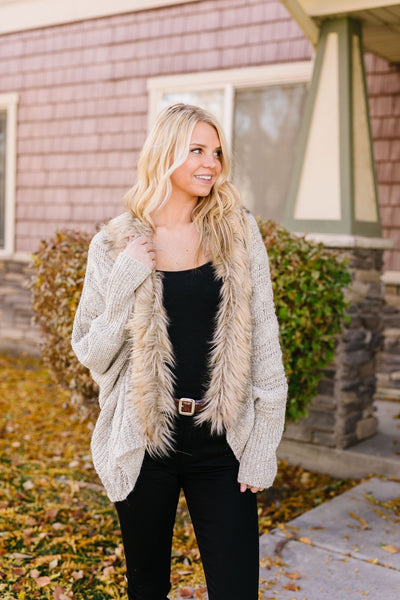 Fur-Ever Young Slouchy Cable Knit Cardigan