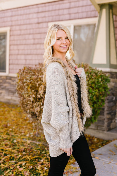 Fur-Ever Young Slouchy Cable Knit Cardigan