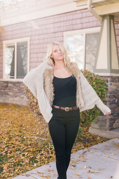 Fur-Ever Young Slouchy Cable Knit Cardigan