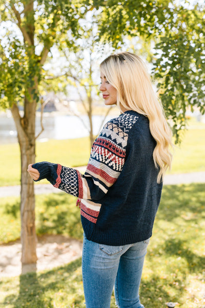 Geo-Knitting Striped Sweater