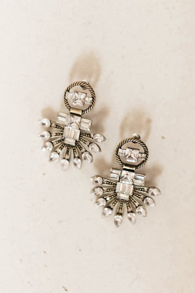 Rhinestone Art Deco Statement Earrings