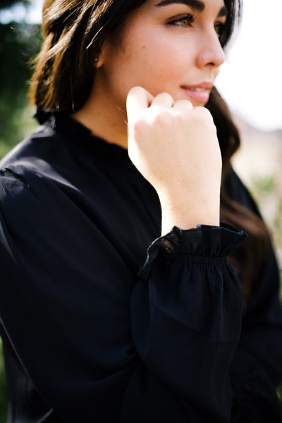 Grace Mock Neck Blouse In Black