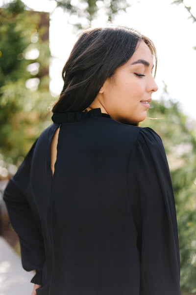 Grace Mock Neck Blouse In Black