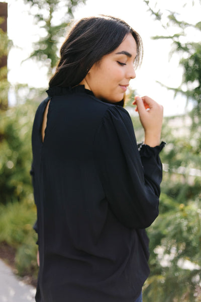 Grace Mock Neck Blouse In Black