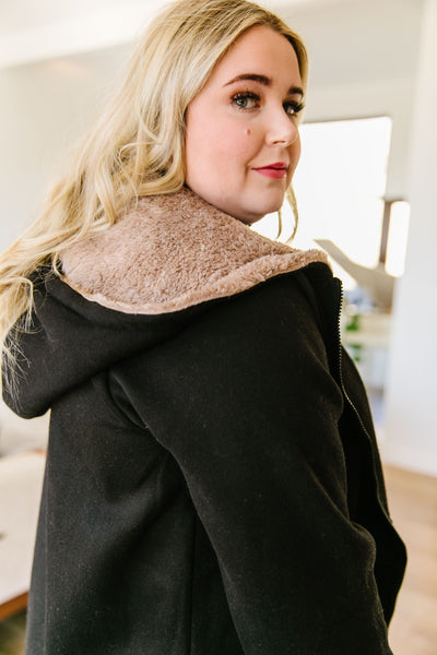 Head Over Heels Sherpa Lined Hoodie In Black