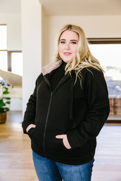 Head Over Heels Sherpa Lined Hoodie In Black