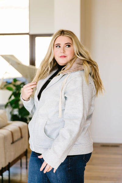 Head Over Heels Sherpa Lined Hoodie In Gray