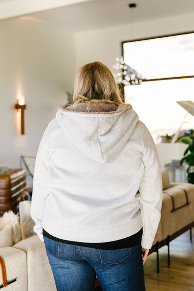 Head Over Heels Sherpa Lined Hoodie In Gray