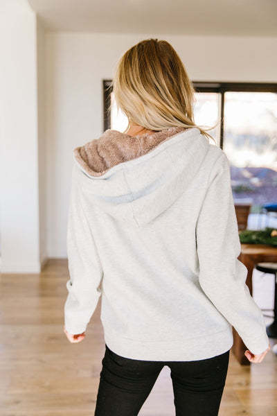 Head Over Heels Sherpa Lined Hoodie In Gray