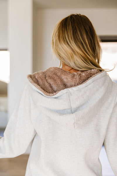 Head Over Heels Sherpa Lined Hoodie In Gray