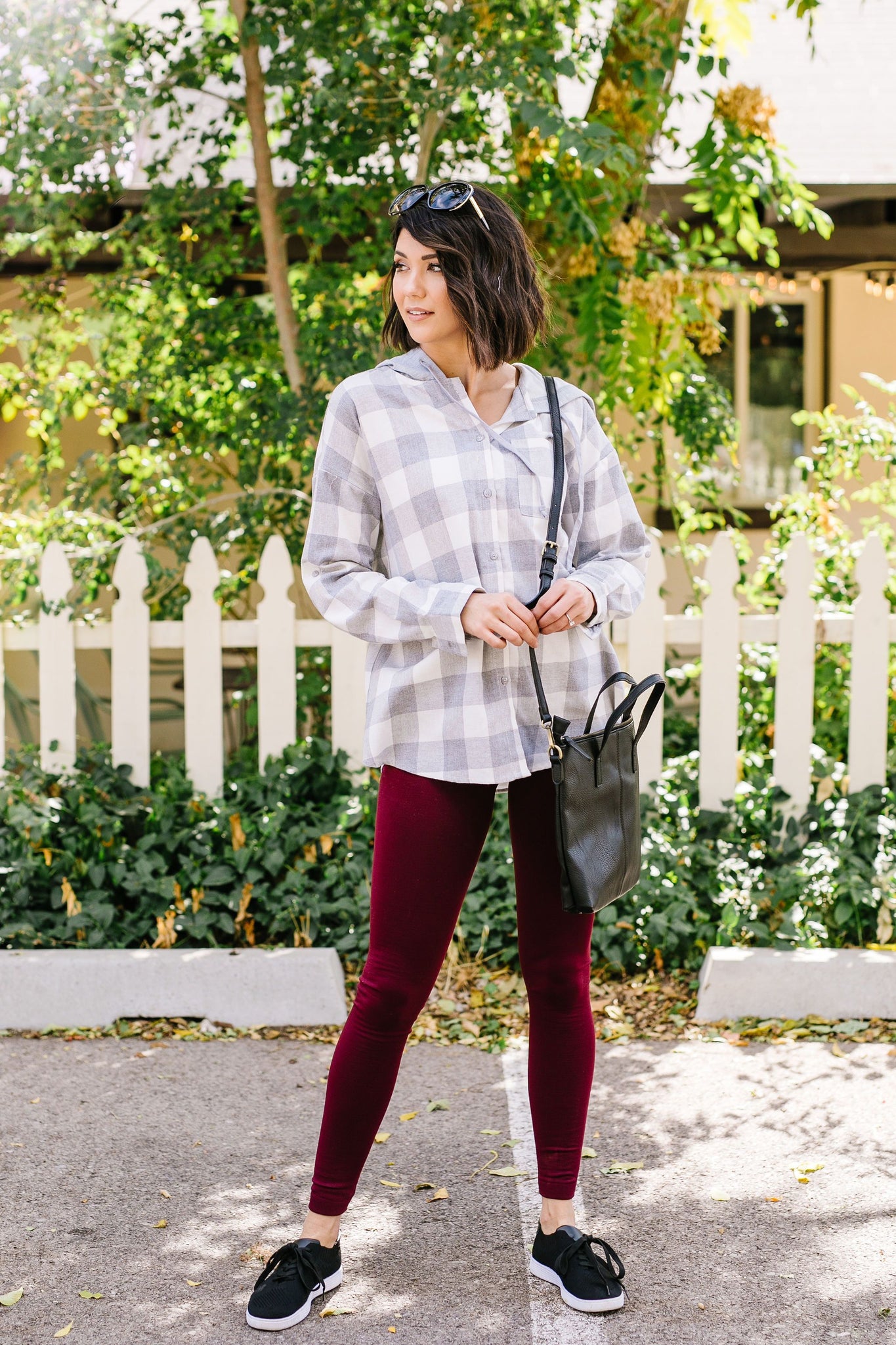 Hooded Plaid Button-Down