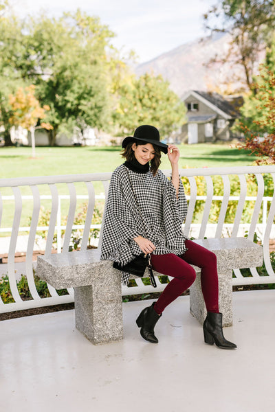 Fleece Lined Leggings In Burgundy