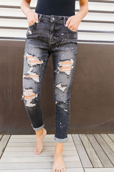 In The Past Dark Gray Boyfriend Jeans