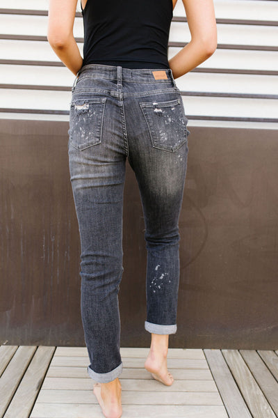 In The Past Dark Gray Boyfriend Jeans