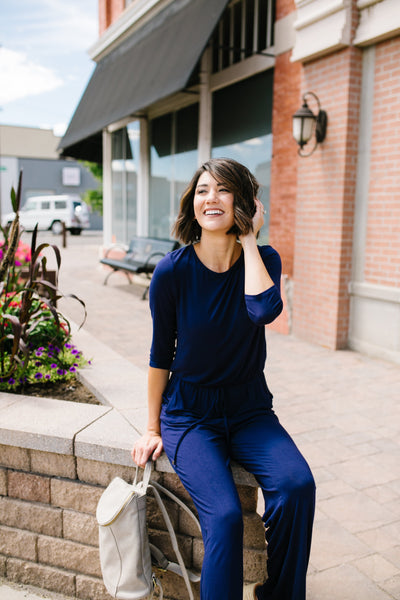 Jump For Joy Navy Jumpsuit