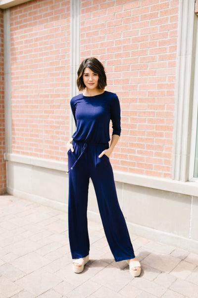 Jump For Joy Navy Jumpsuit