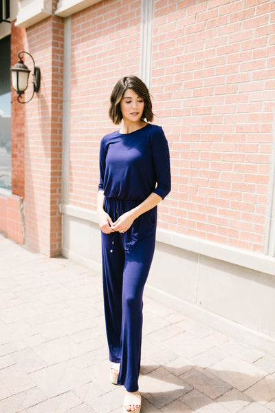 Jump For Joy Navy Jumpsuit