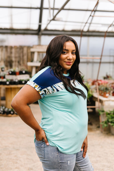 Just A Stripe Of Tie Dye Top in Aqua