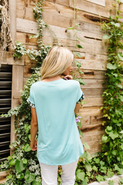 Just A Stripe Of Tie Dye Top in Aqua