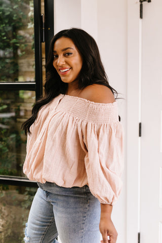 Just Add Sun Off Shoulder Top In Blush