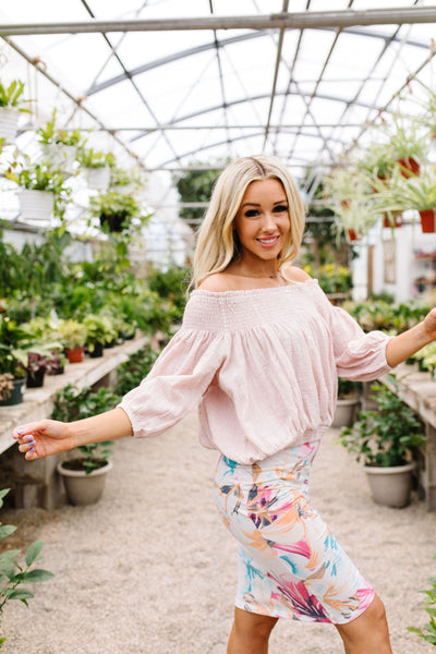 Just Add Sun Off Shoulder Top In Blush