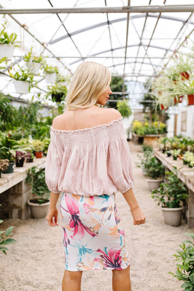 Just Add Sun Off Shoulder Top In Blush