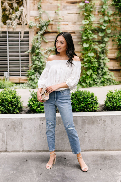 Just Add Sun Off Shoulder Top In White