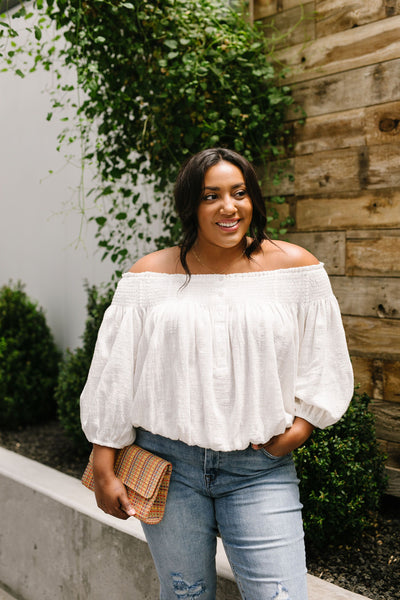 Just Add Sun Off Shoulder Top In White