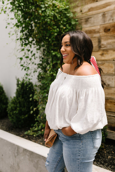 Just Add Sun Off Shoulder Top In White