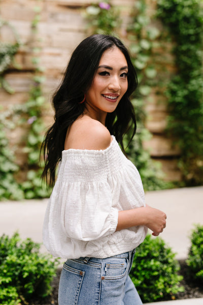 Just Add Sun Off Shoulder Top In White