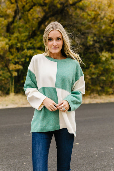 Kelly Four Square Color Block Sweater