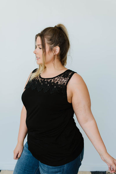 Lace & Shoulders Above The Rest Top In Black